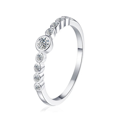 Full Moissanite Ring Engagement Rings for Women 925 Sterling Silver with White Gold Plated Wedding Promise Eternity Band