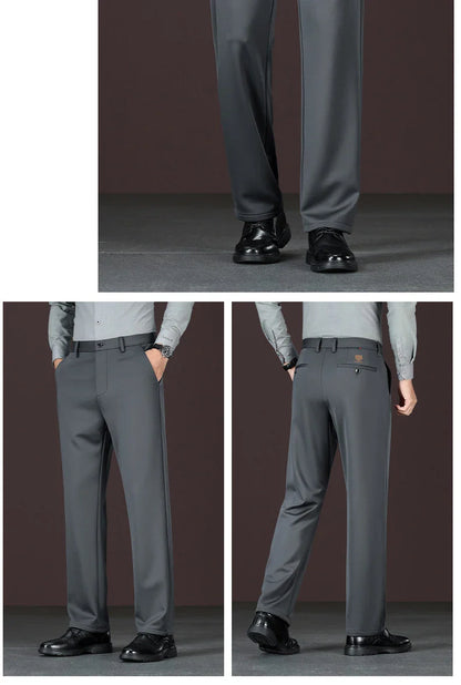 Men's New Loose Straight Leg Elastic Formal Pants, Business Tiger Head Western Style, All Seasons, Casual & Formal Wear