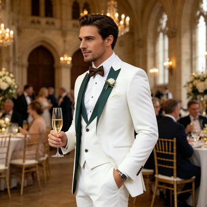 Brown Peak Lapel 3 Piece Men's Tuxedos Fashion Single Breasted Formal Men's Clothes Intelligent Casual Wedding Tuxedos