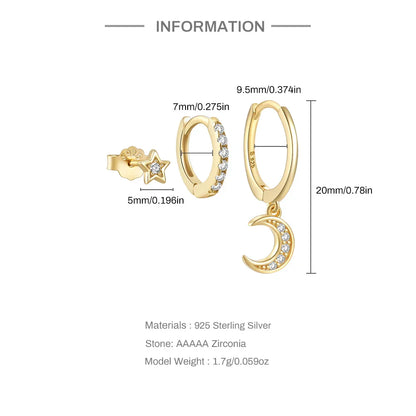 925 Sterling Silver 3PCS DIY Hoop Earring With Piercing Stud Earring Set Women Men Party Wedding Jewelry Set pendientes 925