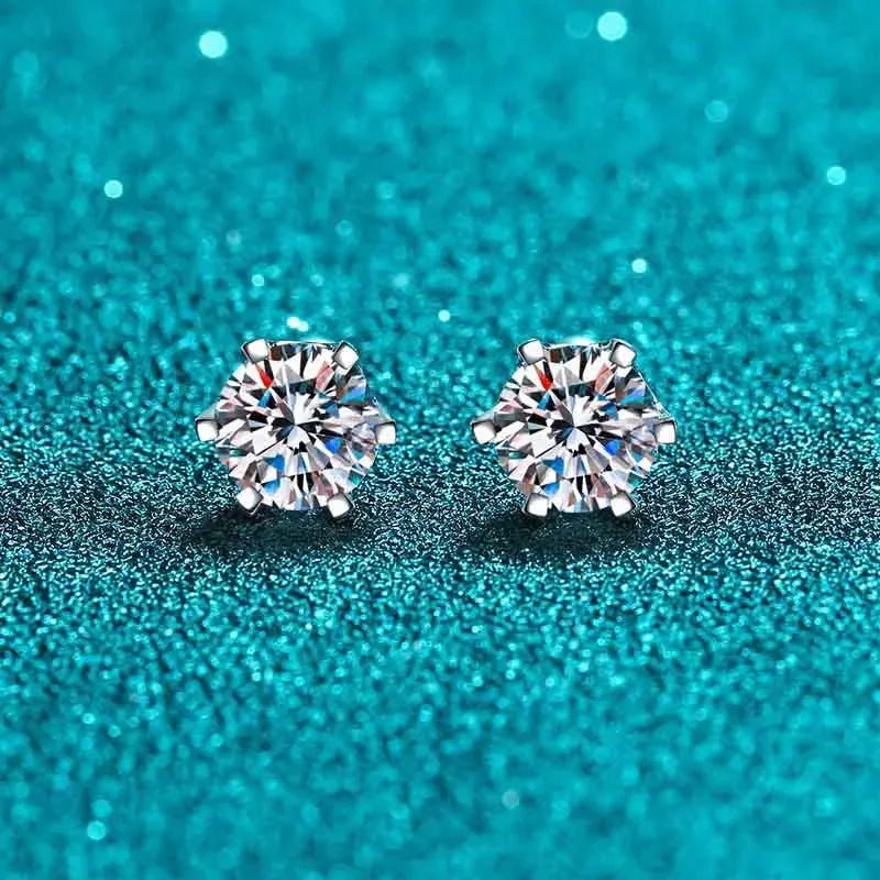 0.2ct 0.5ct 1ct 2ct  Moissanite Stud Earrings For Women Screw Thread Ear Studs 925 Sterling Silver Earring Fine Jewelry