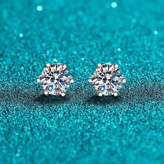 0.2ct 0.5ct 1ct 2ct  Moissanite Stud Earrings For Women Screw Thread Ear Studs 925 Sterling Silver Earring Fine Jewelry