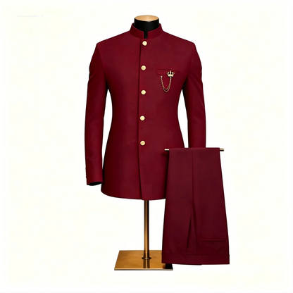 Men's 2-Piece Suit Casual Business Solid Color Turn-Down Collar Single Button Blazer Pants Ensemble Moda Masculina