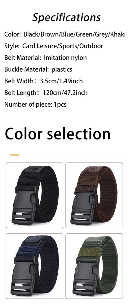 Men's Belt Without Metal Plastic Buckle Belt High Quality Canvas For Nylon Belt Tactical Belt Outdoor Woven Belt Neutral Belts