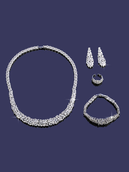 2025 New Luxury 4-piece Women's Wedding Jewelry Necklace Sets for Women AAA Cubic Zirconia Bridal Jewellery Set Dubai Saudi Part