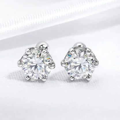 8mm D Color 2.0 Carat 100% Moissanite Stud Earrings for Women Screw Thread Ear Studs 925 Silver Jewelry Pass Diamond Test