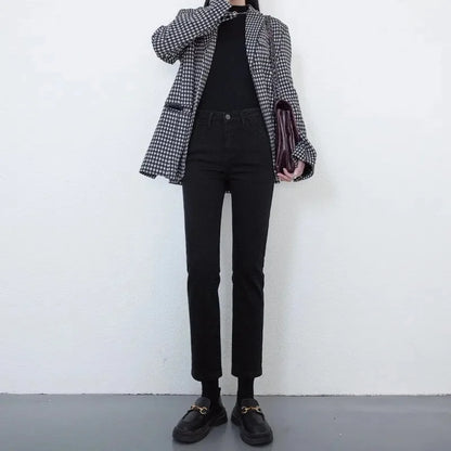High Waist Straight Leg Nine Tube Pants