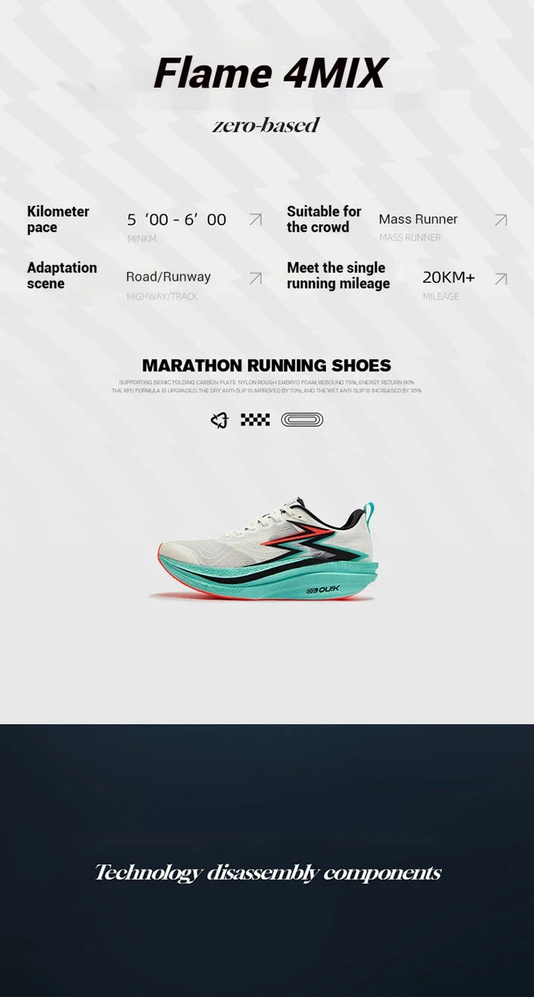 Degrees Flame 4.0 MIX Men Running Shoes Carbon Plate Racing Marathon Stable Rebound Wear-resistant Male Sneakers 672512204