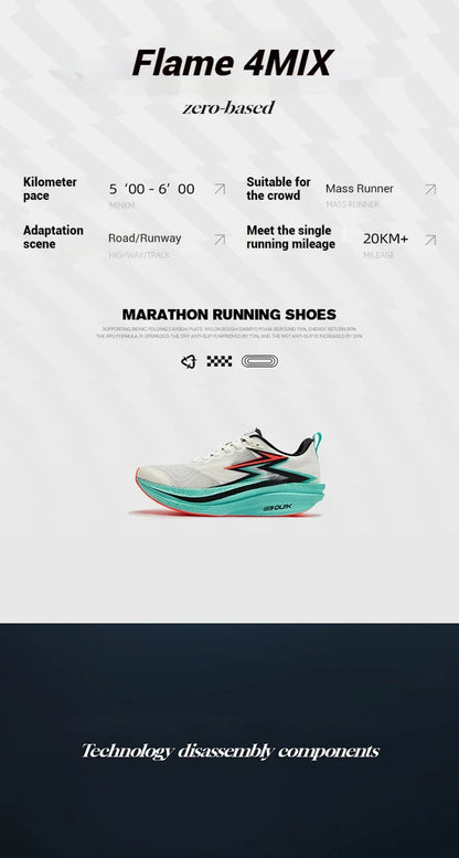 Degrees Flame 4.0 MIX Men Running Shoes Carbon Plate Racing Marathon Stable Rebound Wear-resistant Male Sneakers 672512204