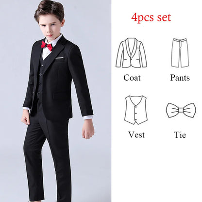 1-14 Years Children Boy Wedding Suit Black Nave Blue Elegant Suits For Children Boys Suits Outfits Set Teenager Kids Suits
