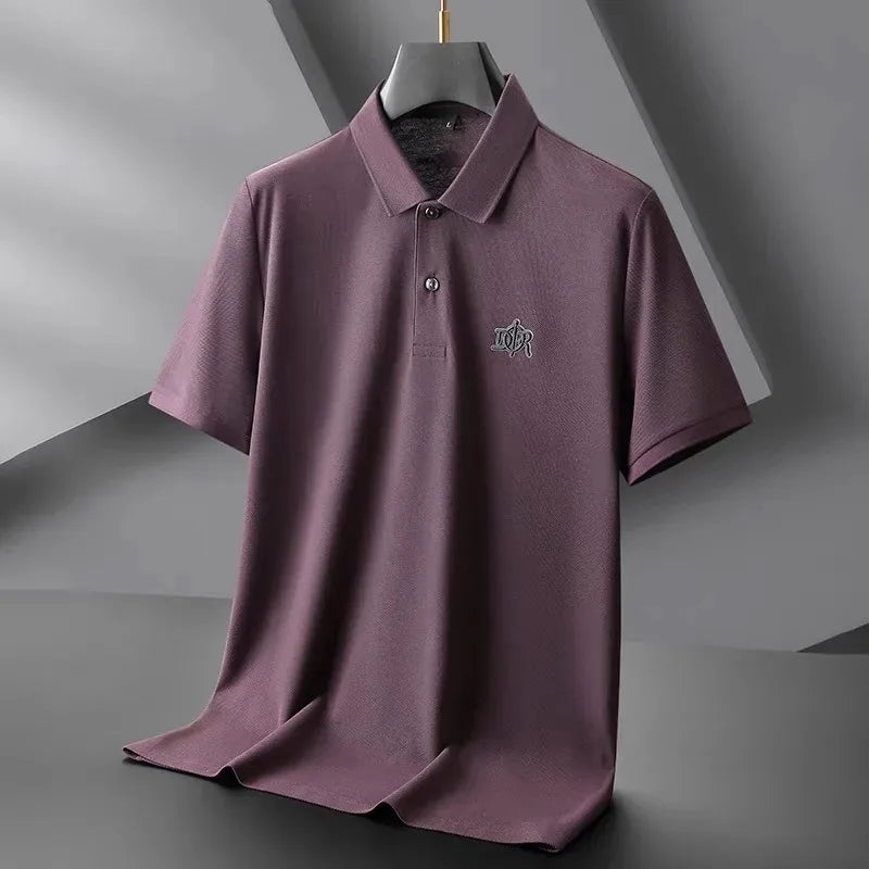 Designer brand 100%cotton short sleeve polo shirt summer trend letter embossed lapel top casual golf T-shirt business men's wear