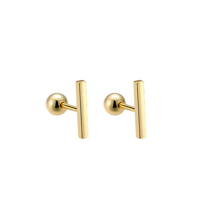 925 Sterling Silver Fashion Simple Golden Flower Beads Small Stud Earrings for Women Teen Piercing Jewelry Accessories
