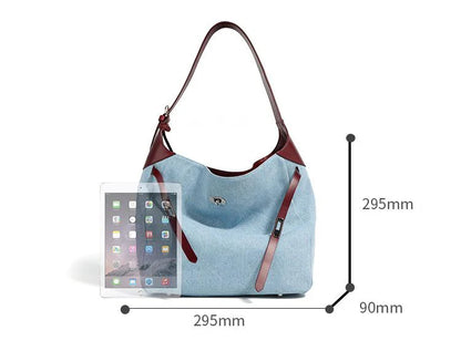 Women Fashion Denim Shoulder Bag Large Capacity Handbag Tote Hobo for Lady