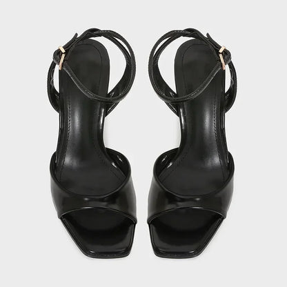 Elegant Ankle Strap High Heels Ladies Square Toe Fashion Party Dress Shoes Office Hollow Sexy Designer Brand Sandals Women Pumps