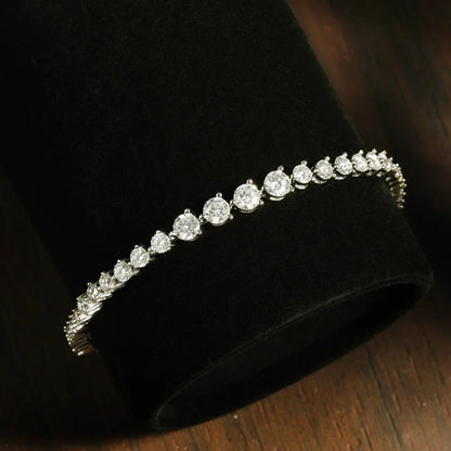925 Sterling Silver Graduated Moissanite Tennis Bracelet 3 Prong 2-3-4mm Stone Wedding Birthday Bracelet For Women Gift
