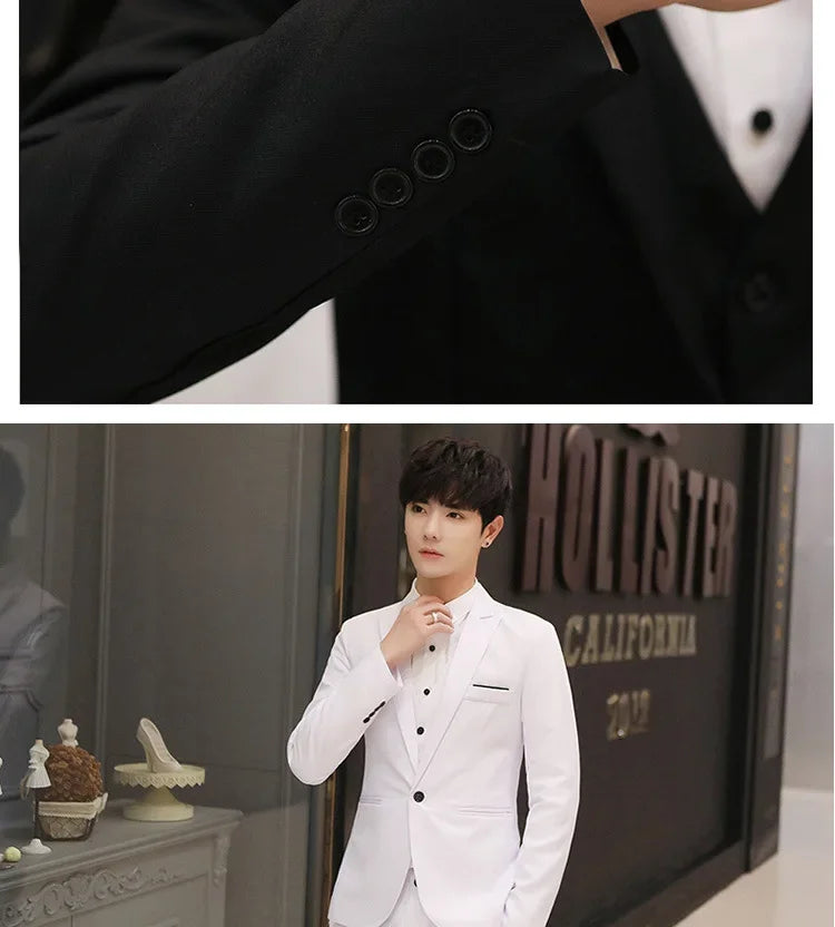 Western-Style Men's Suits Cross-Border Wholesale New Arrival Slimming Three-Piece Set Korean Version Business Professional Gown