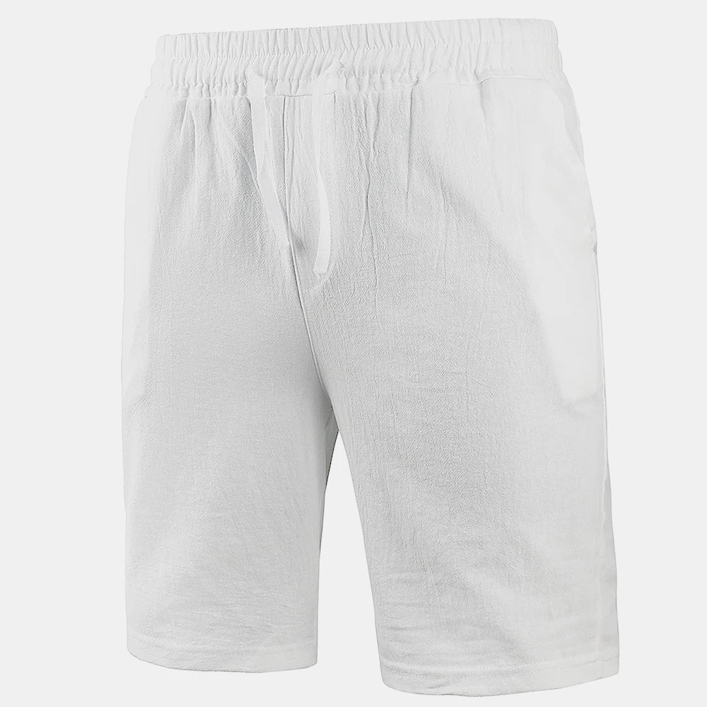 New Men's Cotton Linen Shorts Pants Male Summer Breathable Solid Color Linen Trousers Fitness Streetwear S-3XL