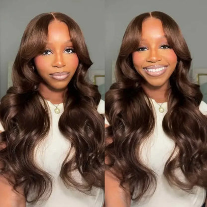 200 Density 30 38Inch Chocolate Brown Body Wave Human Hair Wigs Brazilian 13x6 HD Lace Frontal Wigs #4 Color 13x4 Lace Front Wig
