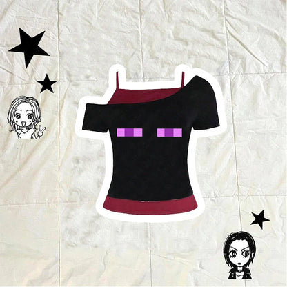 Women's Sleeveless Camisole Y2K Sexy Lace Streetwear Hip Hop Punk Rock vintage Emo Girls Chic Letter Print Gothic Slim baby Tops