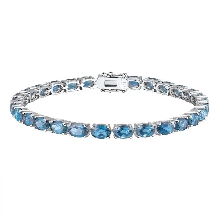 Pure 925 Sterling Silver Women's Hand Bracelets 100% Real Gemstone Natural Topaz Peridot Amethyst Gem Fine Jewelry