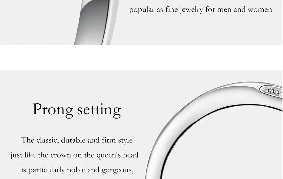S925 Pure Silver Moissanite Ring for Women Men Couple Ring Fashion Wedding Jewelry Valentine's Day Gift