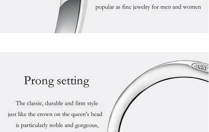 S925 Pure Silver Moissanite Ring for Women Men Couple Ring Fashion Wedding Jewelry Valentine's Day Gift