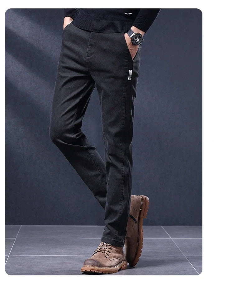 Classic Slim Fit Mens Casual Pants Breathable Straight Stretch Korean Business Trousers Spring Autumn New Fashion Male Clothing