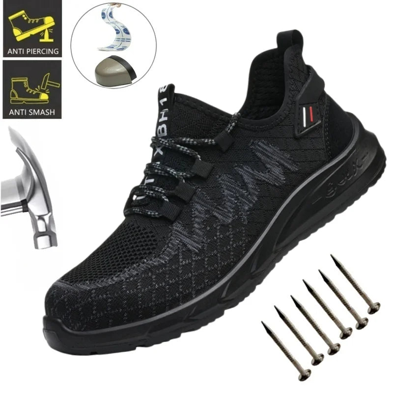 Lightweight Safety Shoes Men Steel Toe Sneakers Puncture Proof Breathable Work Safety Boots Man Comfy Construction Work Shoes