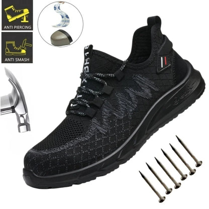 Lightweight Safety Shoes Men Steel Toe Sneakers Puncture Proof Breathable Work Safety Boots Man Comfy Construction Work Shoes