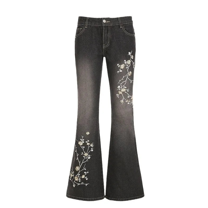 Women Retro Y2k Baggy Denim Pants High Street Basic Trousers