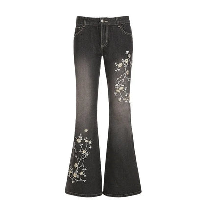 Women Retro Y2k Baggy Denim Pants High Street Basic Trousers