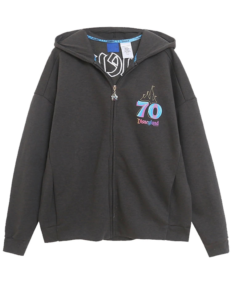 Moletom de Lã Bordado com Estampa de Desenho Animado do Castelo Mundial Letra Mágica Mickey Mouse Feminino com Zíper e Capuz VELUDO Blusa