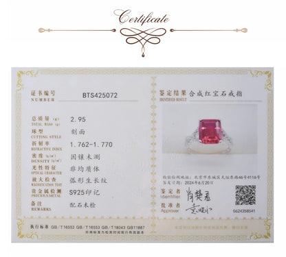 4.16ct Created Red Ruby 925 Sterling Silver Wedding Engagement Promise Ring for Women Fashion Party Jewelry Gift