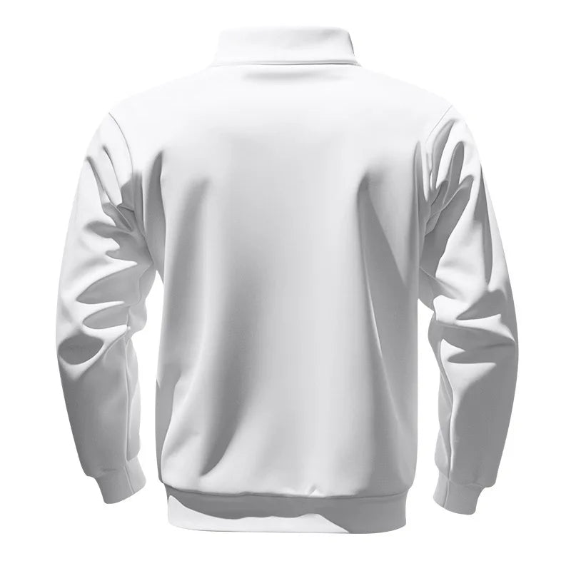 American autumn and winter heavy fleece long-sleeved men's sweater half zipper loose stand-up collar pullover men's sweater