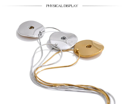 Double Round Pendant Fashion Necklace Water Resistant Metal Stainless Steel Daily Waterproof Jewelry Recommend