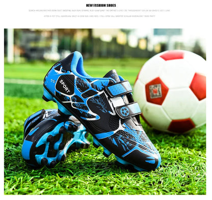 Kids Soccer Shoes HOOK&LOOP Football Sports Shoes Boy Outdoor Non-Slip Training Shoes Child Lightweight Children's Soccer Cleats