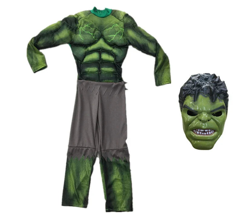 New Boys Hulk Costume Superhero Hulk Cosplay Muscle Jumpsuit Gloves Suit Girls Halloween Carnival Party Costumes