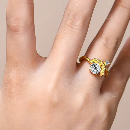 Original Snake Moissanite Rings Round Cut 1.2CT for Women Men S925 Silver 18K Gold Plated Engagement Party Jewelry Gift