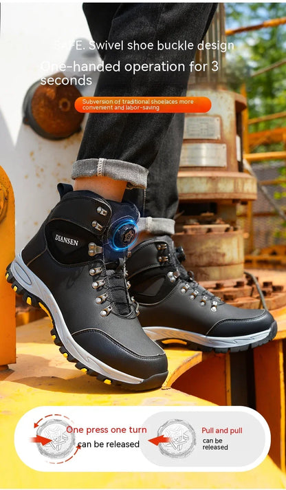 Puncture-Proof Protective Shoes Work Boots Tactical Boots Rotating Button Safety Shoes Men Work Sneakers Indestructible Shoes