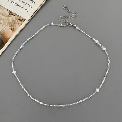 1 pc Irregualr Glasses Beads Choker Necklace for Women Fashion Trendy Popular Short Neck Jewelry Colorful Necklace  Wholesale