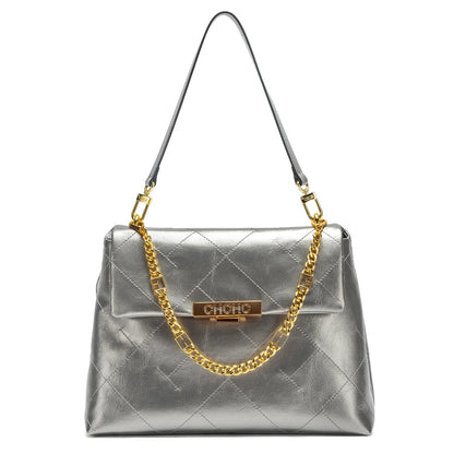 Women's Tote Bag 2026 Spring/Summer New Single Shoulder Bag Simple Black Diamond Grid Pattern Handbag