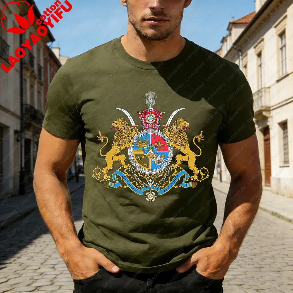 Lion and Sun Iran Persian Flag Iran Tshirt Khorshid Graphic T-Shirt Daily Life Casual Men Women Unisex Cotton Streetwear