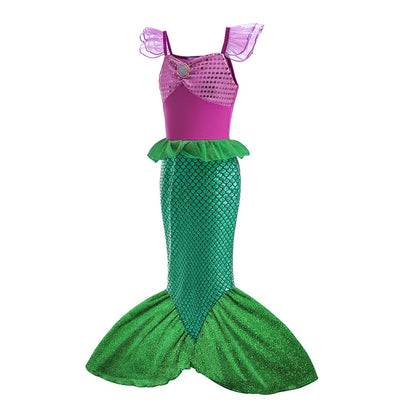 Ariel Girls Dress Short Sleeve Tulle Cosplay Princess Costume Carnival Party Girl Princess Dress Party Dresses For Girls