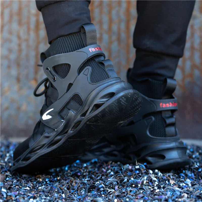 New Breathable Men Boots Anti-smash Work Sneakers Safety Shoes With Steel Toe Cap Indestructible Work Boots Hiking Shoes