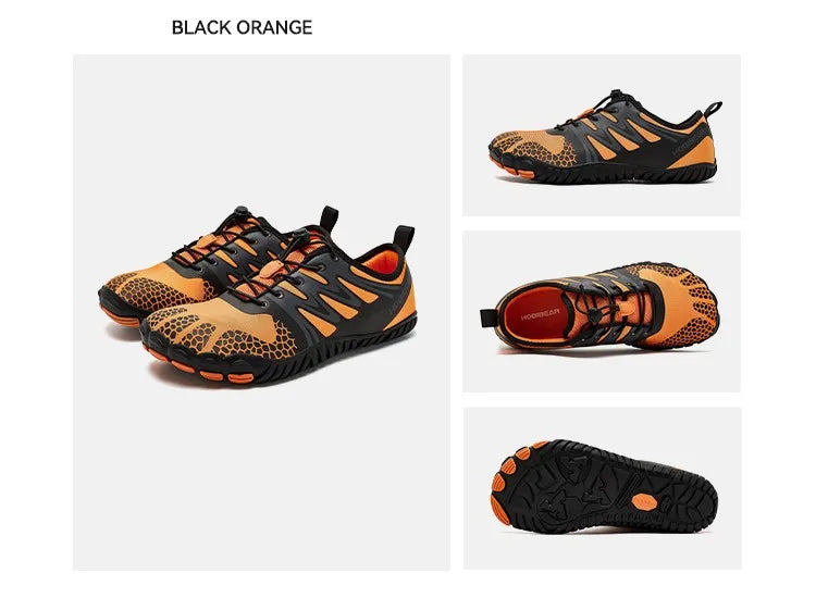 Wide Toe Barefoot Shoes for Unisex Artificial Leather Outdoor Walking Sneakers Zero Drop Minimalist Elastic Band Shoes