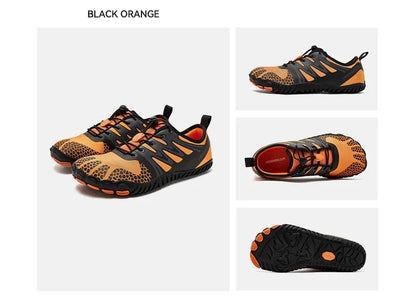 Wide Toe Barefoot Shoes for Unisex Artificial Leather Outdoor Walking Sneakers Zero Drop Minimalist Elastic Band Shoes