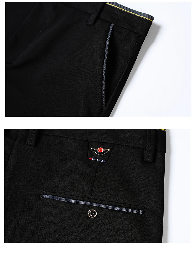 Winter New Classic Men's Fleece Casual Pants Thickened Straight Slim Warm Business Casual Office Male Velvet Trousers