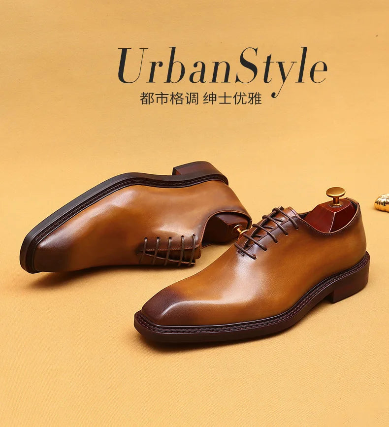 Luxury Brand Mens Oxford Leather Shoes Black Brown Handmade Lace Up Pointed Toe Dress Shoes Wedding Office Business Formal Shoes