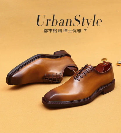 Luxury Brand Mens Oxford Leather Shoes Black Brown Handmade Lace Up Pointed Toe Dress Shoes Wedding Office Business Formal Shoes