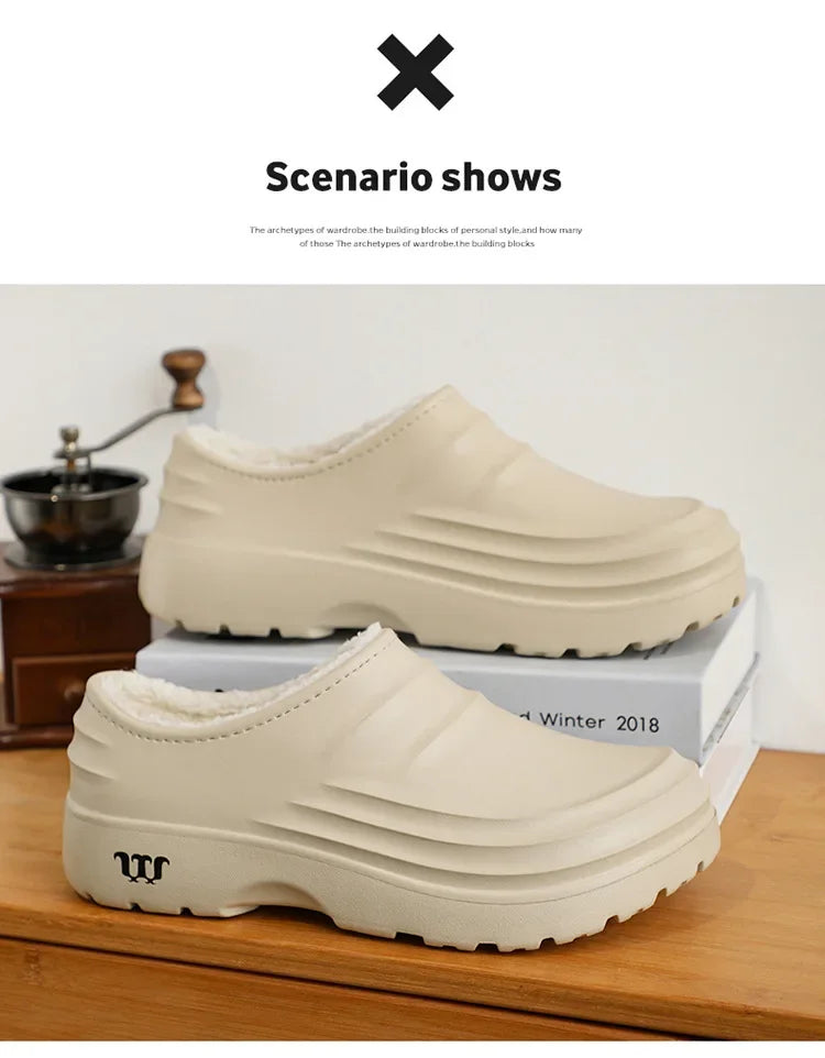Waterproof Cotton Chef Shoes For Men Anti-Slip Work Footwear Warm Comfortable Kitchen Specialized Shoes With EVA Outsole